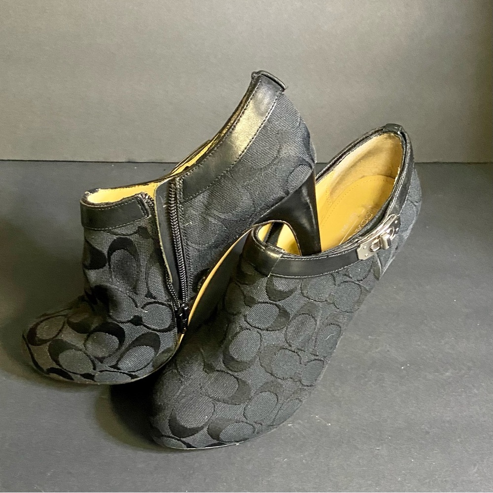 Coach Black Patterned Heeled Boots
